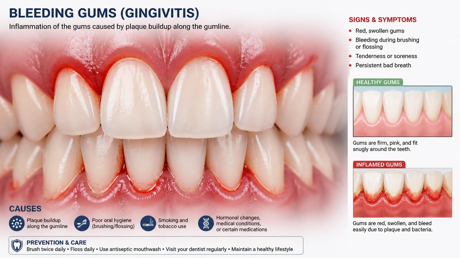 Bleeding gums — causes and treatment at Poorva Dental Care, HBR Layout